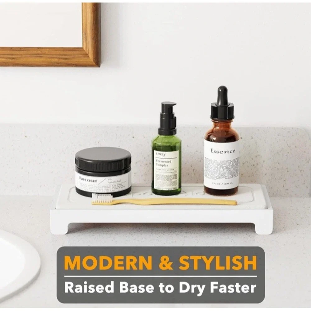 Instant Dry Sink Caddy Organizer Bathroom Instant Fast Drying Countertop‎ White